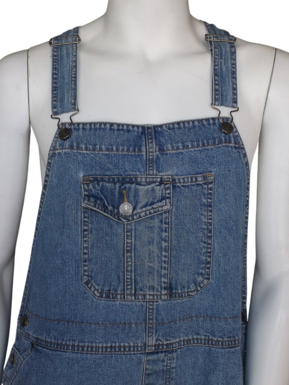CHEROKEE Short-alls, XL, Bib Front Shorts, Light blue Denim, 3 button hip, VTG - Picture 2 of 11